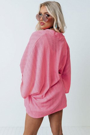 Розовый трикотажный кардиган-кимоно