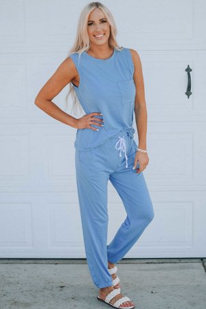 Sky Blu AM To PM Knit Pocket Tank and Joggers Sports Wear