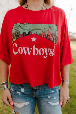 Красный топ с принтом Cowboys