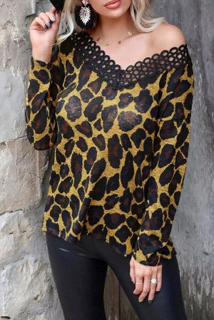 Леопардовая блузка с V-образным вырезом