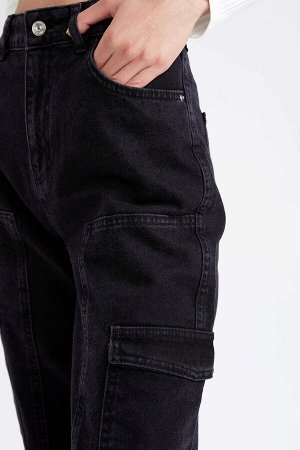 Широкие джинсовые брюки карго 90-х с высокой талией