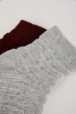 Набор из двух женских махровых носков из хлопка