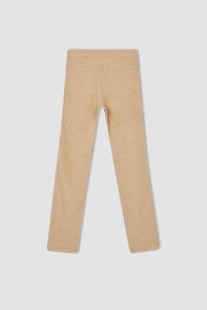 Вельветовые брюки с карманами и высокой талией