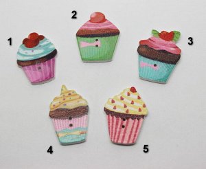 Пуговица деревянная-"Кекс", 20*25 мм