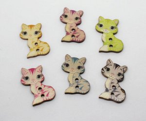 Пуговица деревянная-"Кошечка", 20*25 мм
