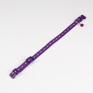 Ошейник "Лапка и кость" с бубенчиком, ширина 1,5 см, ОШ 30, фиолетовый
