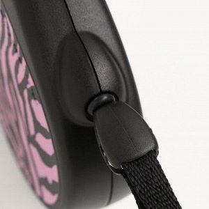 Рулетка Flexi Safari S (до 12 кг) 5 м трос, pink Zebra