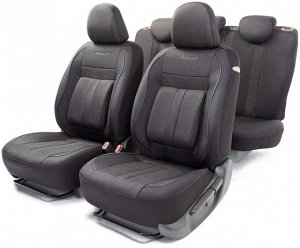 Чехлы на сиденья AUTOPROFI CUSHION COMFORT CUS-1505 BK/BK, эко-хлопок, 15 предметов, 4 молнии,черн.
