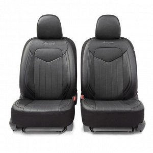 Чехлы на сиденья "AUTOPROFI SIGNATURE" SGN-1505GF BK/BK, экокожа, 15 предметов, черный