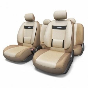 Чехлы на сиденья "AUTOPROFI COMFORT" COM-1105 D.BE/L.BE (M), велюр, 11 предметов, темно-бежевый/светло-бежевый