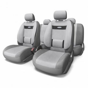 Чехлы на сиденья "AUTOPROFI COMFORT" COM-1105 D.GY/L.GY (M), 11 предметов, велюр, темно-серый/светло-серый