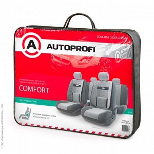 Чехлы на сиденья "AUTOPROFI COMFORT" COM-1105 D.GY/L.GY (M), 11 предметов, велюр, темно-серый/светло-серый