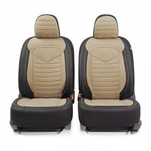 Чехлы на сиденья AUTOPROFI LINEN LIN-1505 BK/BE, лён, 15 предметов, черно-бежевый
