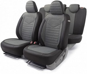 Чехлы на сиденья "AUTOPROFI LINEN" LIN-1505 BK/D.GY, лён, 15 предметов, черный/темно-серый