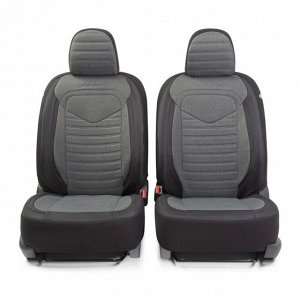 Чехлы на сиденья "AUTOPROFI LINEN" LIN-1505 BK/D.GY, лён, 15 предметов, черный/темно-серый