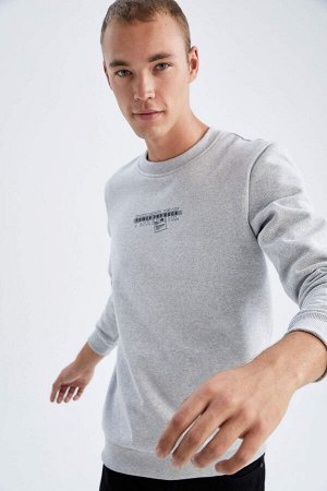 Slim Fit Crew Neck Printed Reversible Thin Sweatshirt Fabric Soft Feathered Sweatshirt