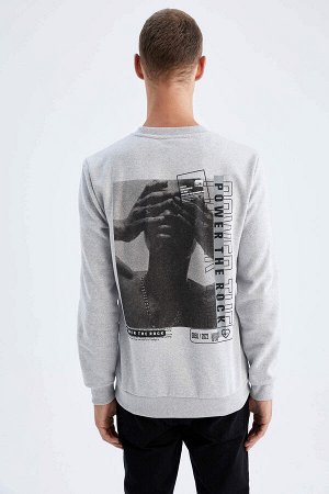 Slim Fit Crew Neck Printed Reversible Thin Sweatshirt Fabric Soft Feathered Sweatshirt