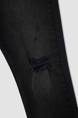 DEFACTO Рваные джинсовые брюки Carrot Fit с нормальной талией и трубчатыми штанинами