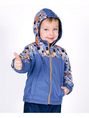 Голубая ветровка для мальчика Цвет: серый+голубой