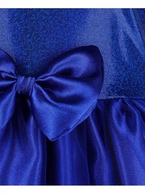 Нарядное синее платье с сеткой-вуалью для девочки Цвет: синий