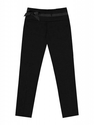 Радуга дети Чёрные школьные брюки для девочки с бантом Цвет: черный