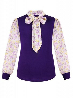 Фиолетовый джемпер (блузка) для девочки с шифоном Цвет: фиолетовый
