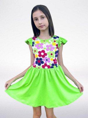 Лёгкое платье из хлопкового трикотажа для девочки Цвет: зелёный