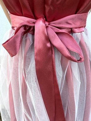Радуга дети Нарядное платье с фатином для девочки, цвет терракотовый Цвет: терракотовый
