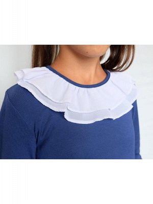 Синий школьный джемпер (блузка) для девочки Цвет: тёмно-синий
