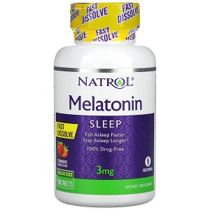 Natrol, Мелатонин, клубника, 3 мг, 150 таб