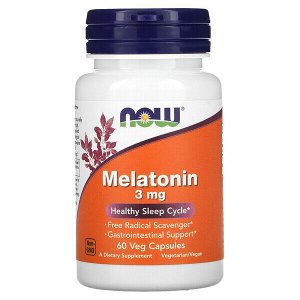 Now Foods, Мелатонин, 3 мг, 60 кап