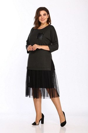 Платье / Lady Style Classic 1457/2 хаки_черный