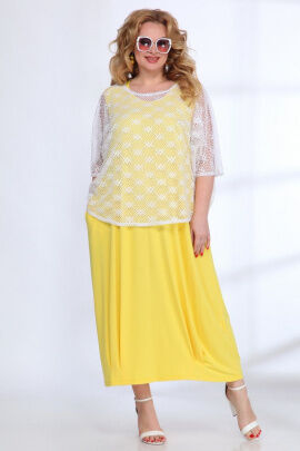 Блуза, Платье / Angelina & Сompany 530 желтый-белый