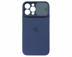 Чехол iPhone 13 Pro Max Protect Cam, с яблоком, темно-синий