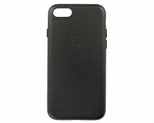Чехол iPhone 7/8/SE 2020/SE 2022 Leather hi-copy, с яблоком, черный