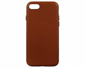 Чехол iPhone 7/8/SE 2020/SE 2022 Leather hi-copy, с яблоком, коричневый