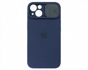 Чехол iPhone 13 Protect Cam, с яблоком, темно-синий