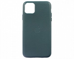 Чехол iPhone 11 Pro Max Leather hi-copy, с яблоком, синий