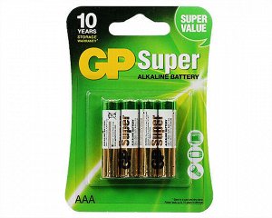 Батарейка AAA GP Super LR03 4-BL, цена за 1 упаковку