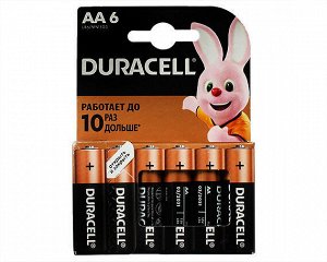 Батарейка AA Duracell LR06 6-BL, цена за 1 упаковку