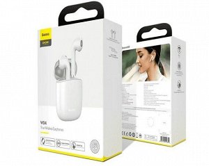 Bluetooth стереогарнитура Baseus Encok True Wireless Earphones W04 белая (NGW04-02)