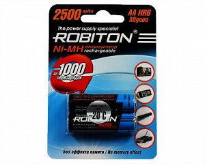 Аккумулятор AA Robiton R6 2-BL 2500mAh, цена за 1 упаковку