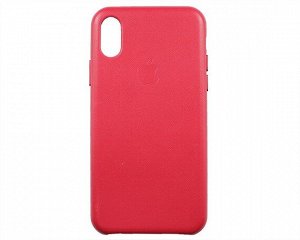 Чехол iPhone X Leather Case copy в упаковке малиновый