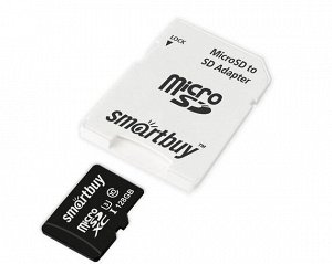 Карта памяти MicroSDXC SmartBuy 128GB U3 V30 A1 + SD, SB128GBSDU1A-AD