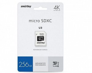 Карта памяти MicroSDXC SmartBuy 256GB U3 V30 A1 + SD, SB256GBSDU1A-AD