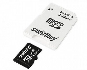 Карта памяти MicroSDXC SmartBuy 256GB U3 V30 A1 + SD, SB256GBSDU1A-AD