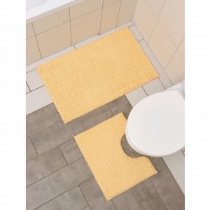 Набор ковриков для ванной и туалета Доляна «Букли», 2 шт: 40x50, 50x80 см цвет бежевый