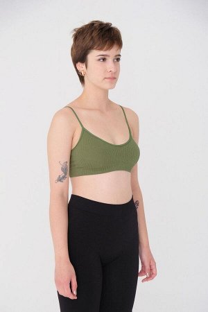 OLIVE GREEN Chest Pad Бесшовная укороченная майка