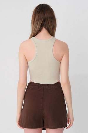 Укороченный вельветовый воротник Stone Halter Crop Singlet