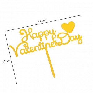 Топпер "Happy Valentine's Day", с сердцем, золото, Дарим Красиво